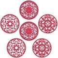 SMARTAKE 6 Set Silicone Trivet Mats for Hot Dishes Pots and Pans (Red)