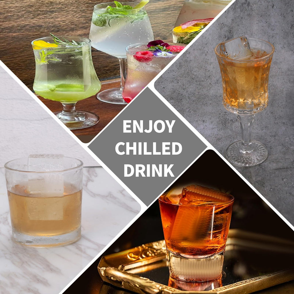 Large Ice Cube Trays for Whiskey: BECOKIT Big Silicone Ice Cube Trays - 3 * 2Inch Square Ice Cubed Tray for Bourbon Whisky and Cocktail - 4Pack Giant Silicon Ice Cube Tray (Black 4 Tray)
