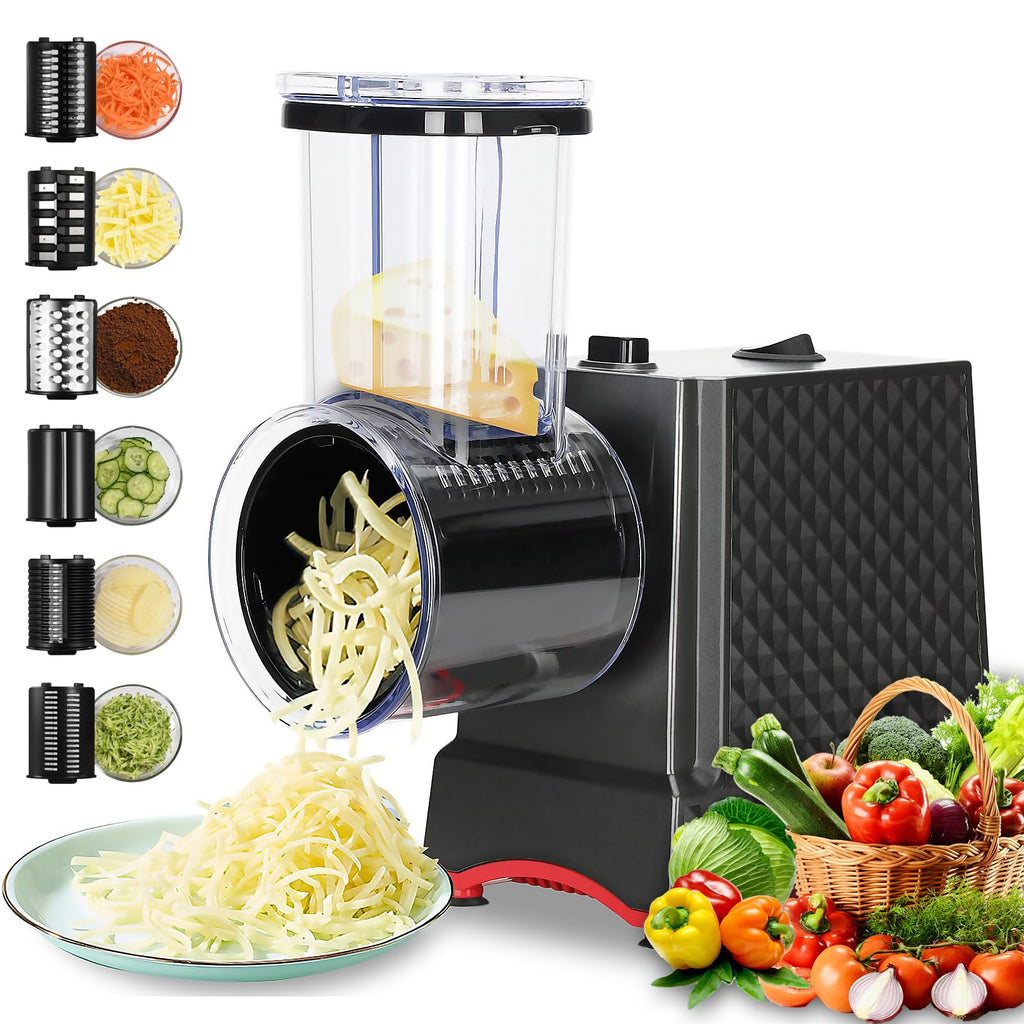 YOTAN Electric Cheese Grater, Salad Maker with 6 Different Shapes of Blades