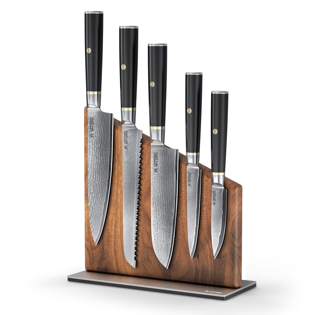 Yatoshi 15 Piece Knife Block Set - Pro Kitchen Knife Set Ultra Sharp High Carbon Stainless Steel with Ergonomic Handle