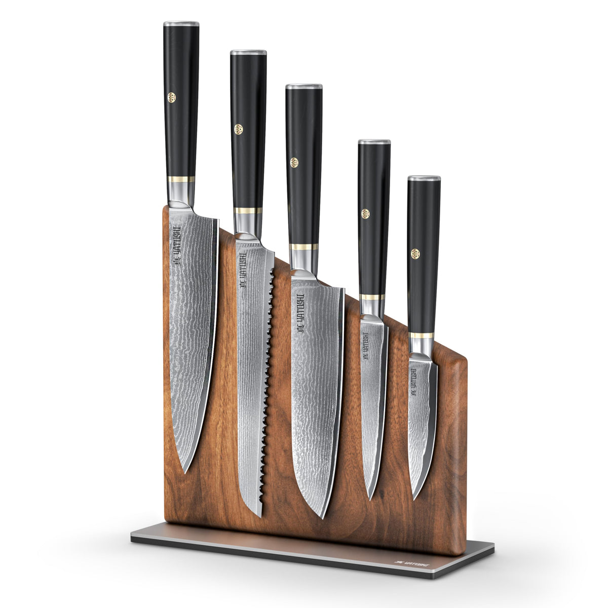 Yatoshi 15 Piece Knife Block Set - Pro Kitchen Knife Set Ultra Sharp High Carbon Stainless Steel with Ergonomic Handle
