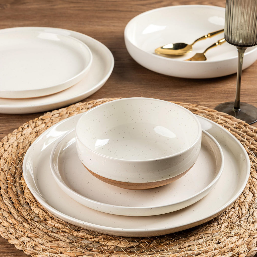 AmorArc Dinnerware Sets for 8, 32 Pieces Ceramic Plates and Bowls Set