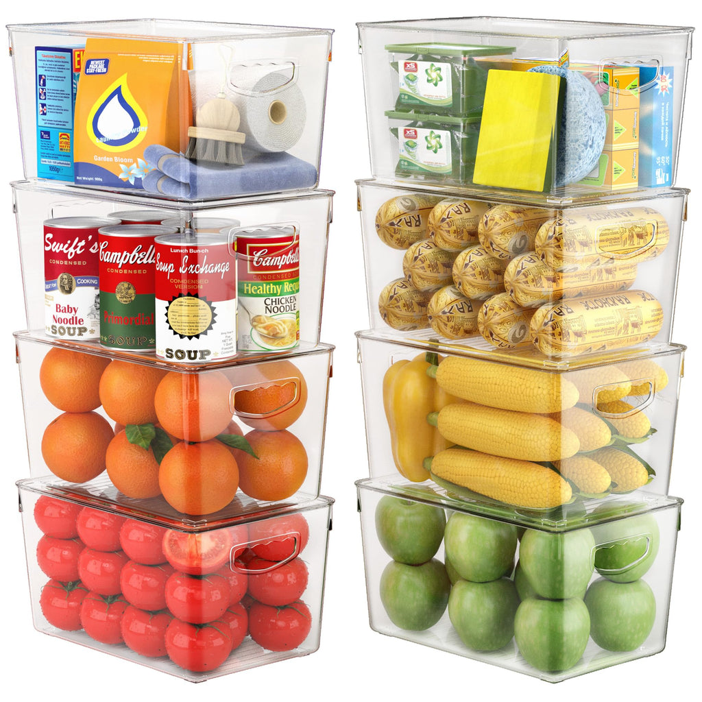 theaoo Large Clear Storage Bins with Lids, Stackable Containers, 6 Pack