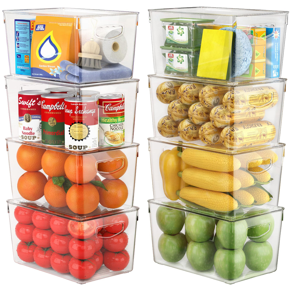 theaoo Large Clear Storage Bins with Lids, Stackable Containers, 6 Pack