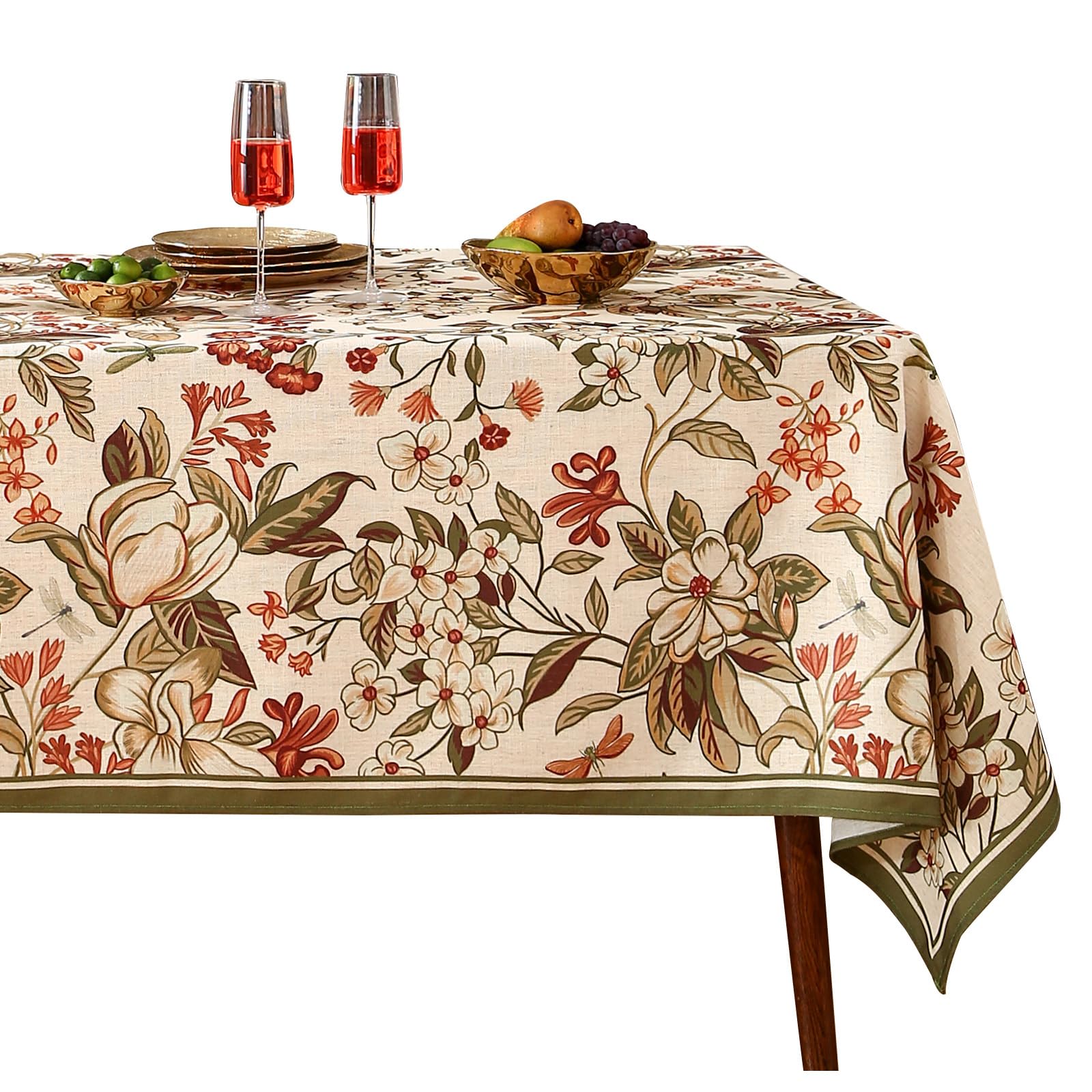 ISAENNE Designer Vintage Square Linen Small Tablecloth,55"x55"-Grace A