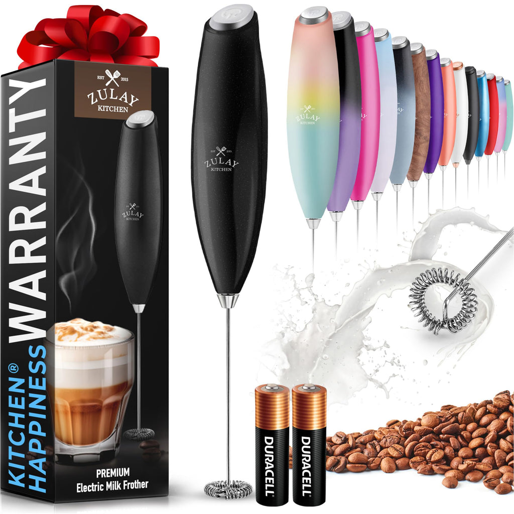 Zulay Powerful Milk Frother for Coffee with Upgraded Titanium Motor - Handheld Electric Whisk, Milk Foamer, Mini Mixer & Coffee Blender for Frappe, Latte, Matcha, No Stand - Pristine Teal