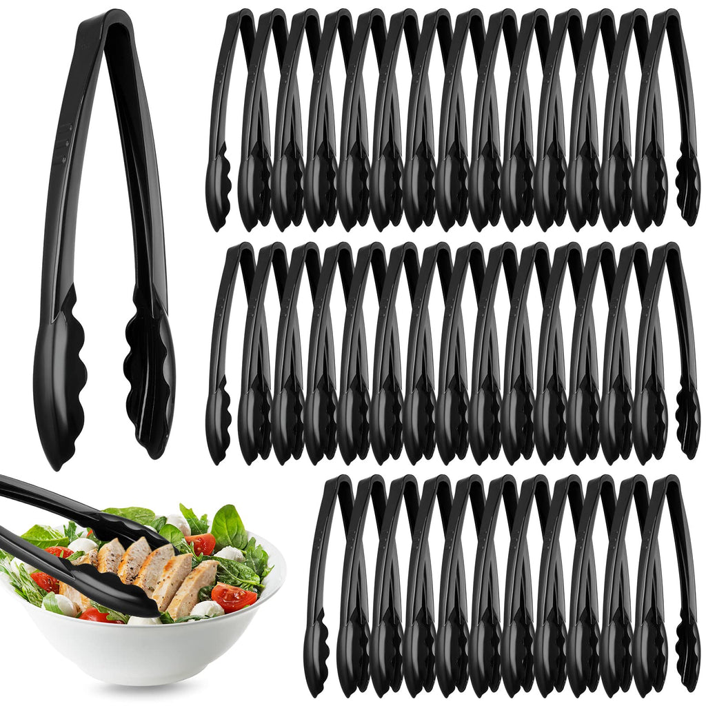 Tessco 80 Pcs Plastic Tongs, 9 Inch Disposable Serving Tongs,Black