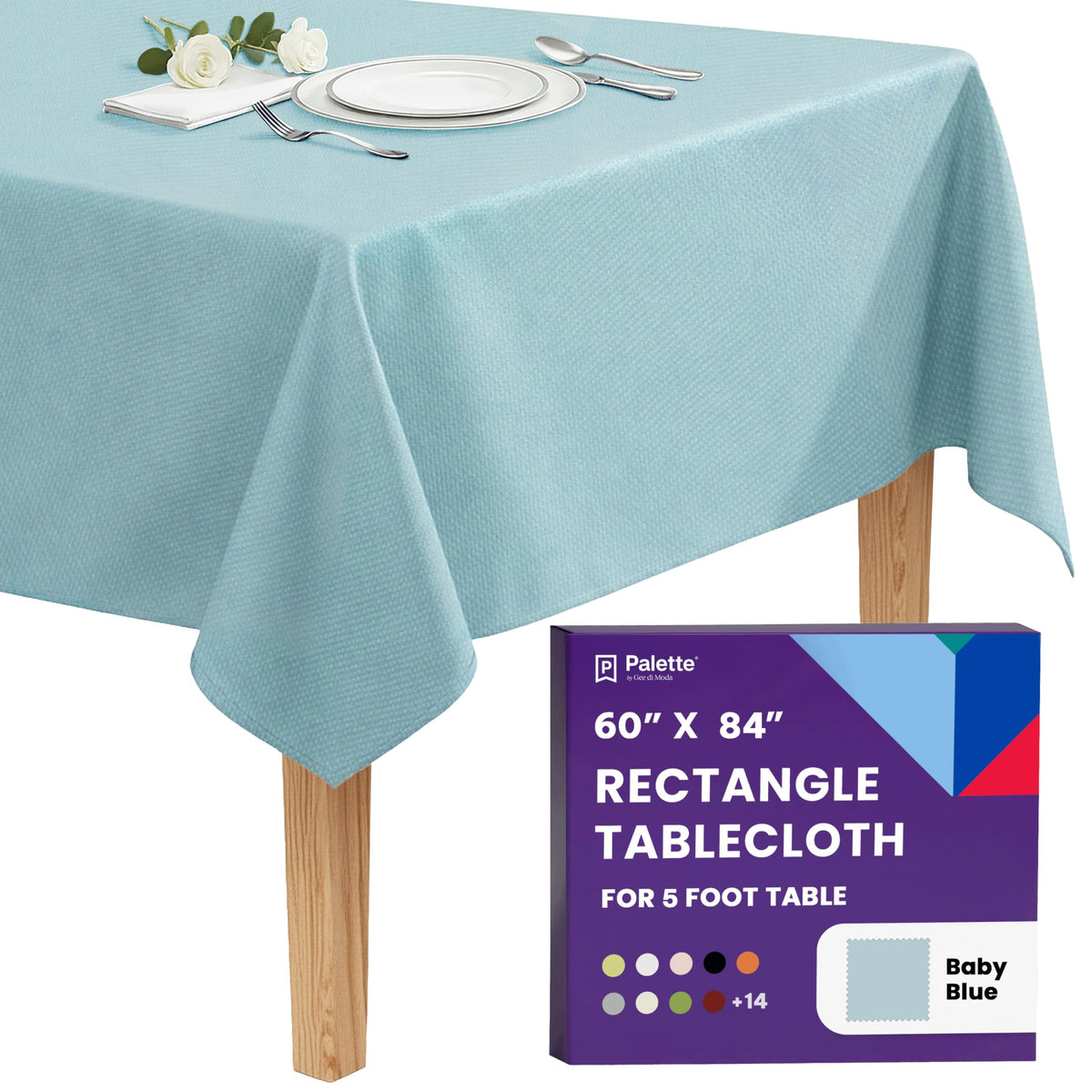 Gee Di Moda Rectangle Tablecloth - 60 x 84 Inch Lavender Table Cloth for 5 Foot Rectangle Tables - Heavy Duty Washable Fabric - for Holiday Party, Dinner, Weddings, Baby Shower & Events