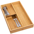 guiogc Bamboo silverware tray organizer, Utensil Holder and Cutlery Tray for Drawer, Kitchen Drawer Organizer Divider for Spoons Forks Knives