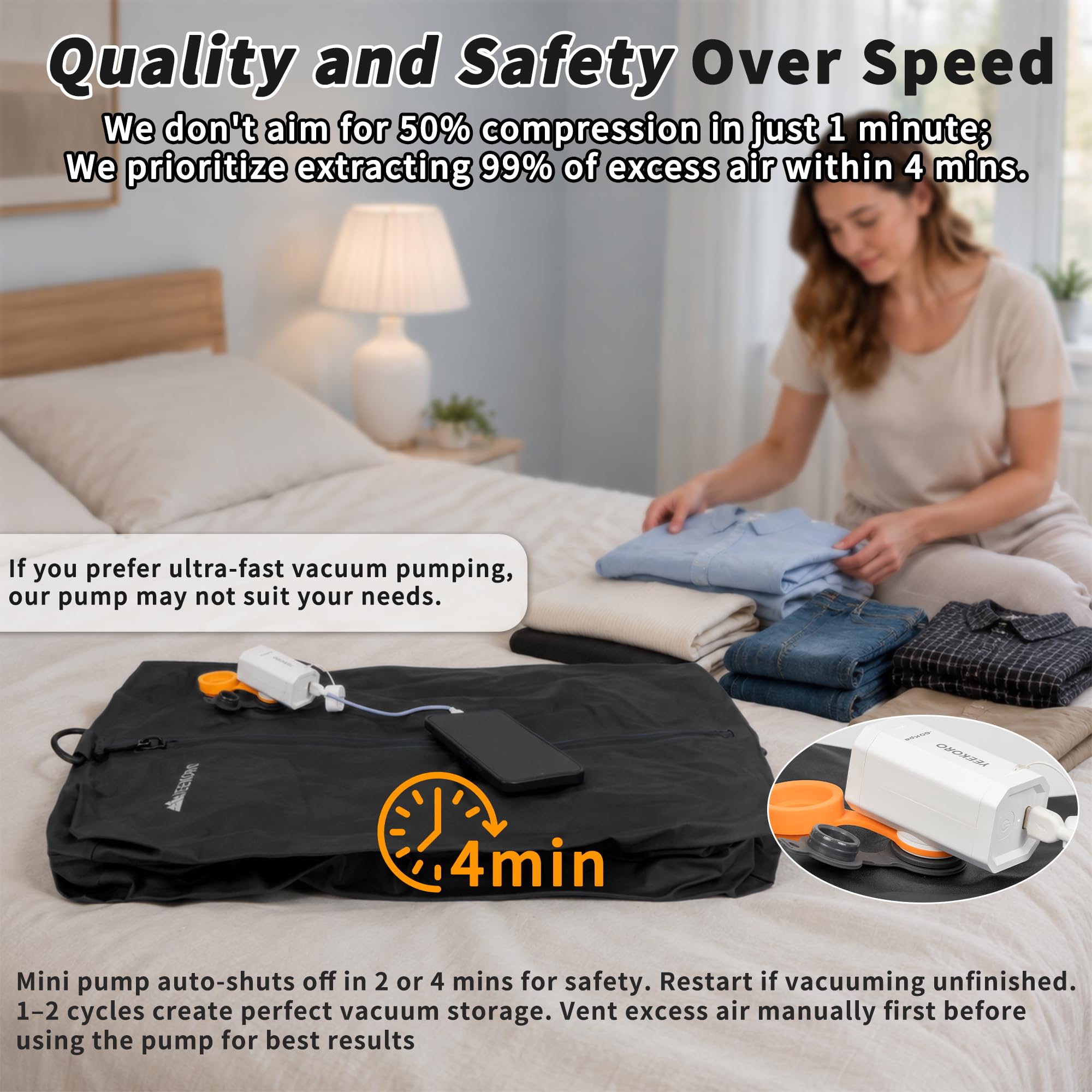 YEEKORO Vacuum Bag for Travel,IPX8 Waterproof Reusable Compression Bags