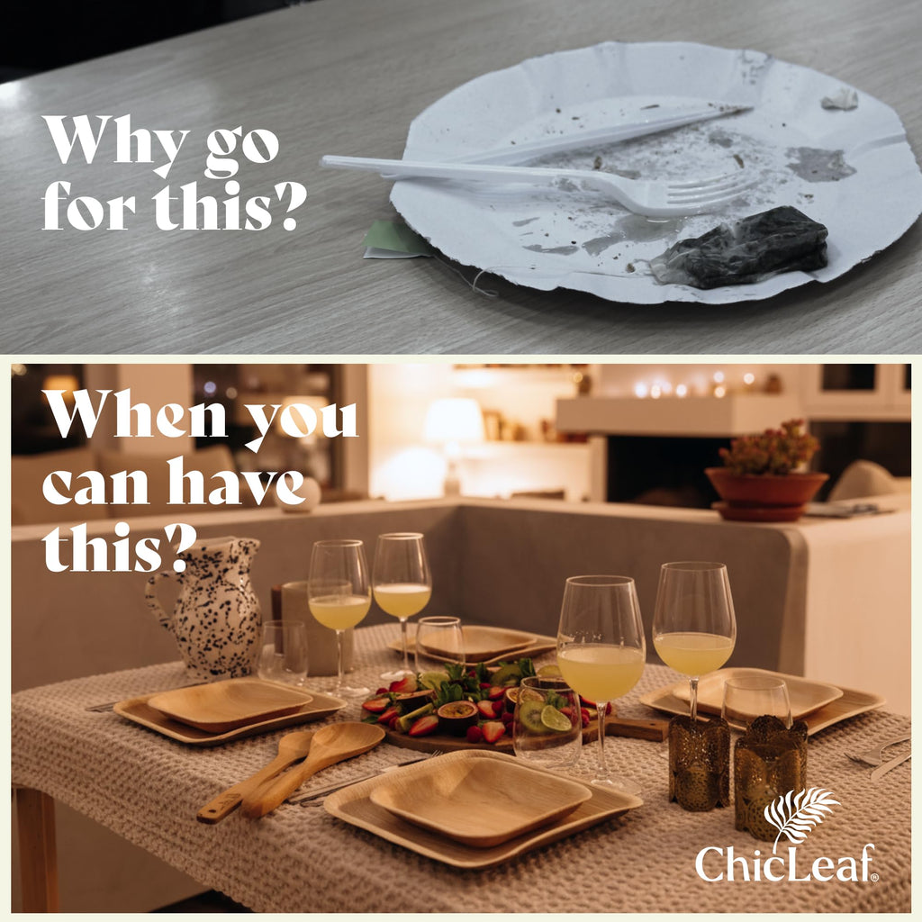 Chic Leaf Palm Leaf Plates - 10 in Square, 20 Pack, Compostable