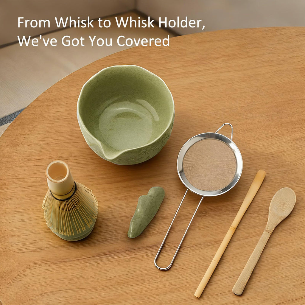 VENSEEN Matcha Whisk Set with Japanese Ceramic Bowl & Whisk, 8-Piece