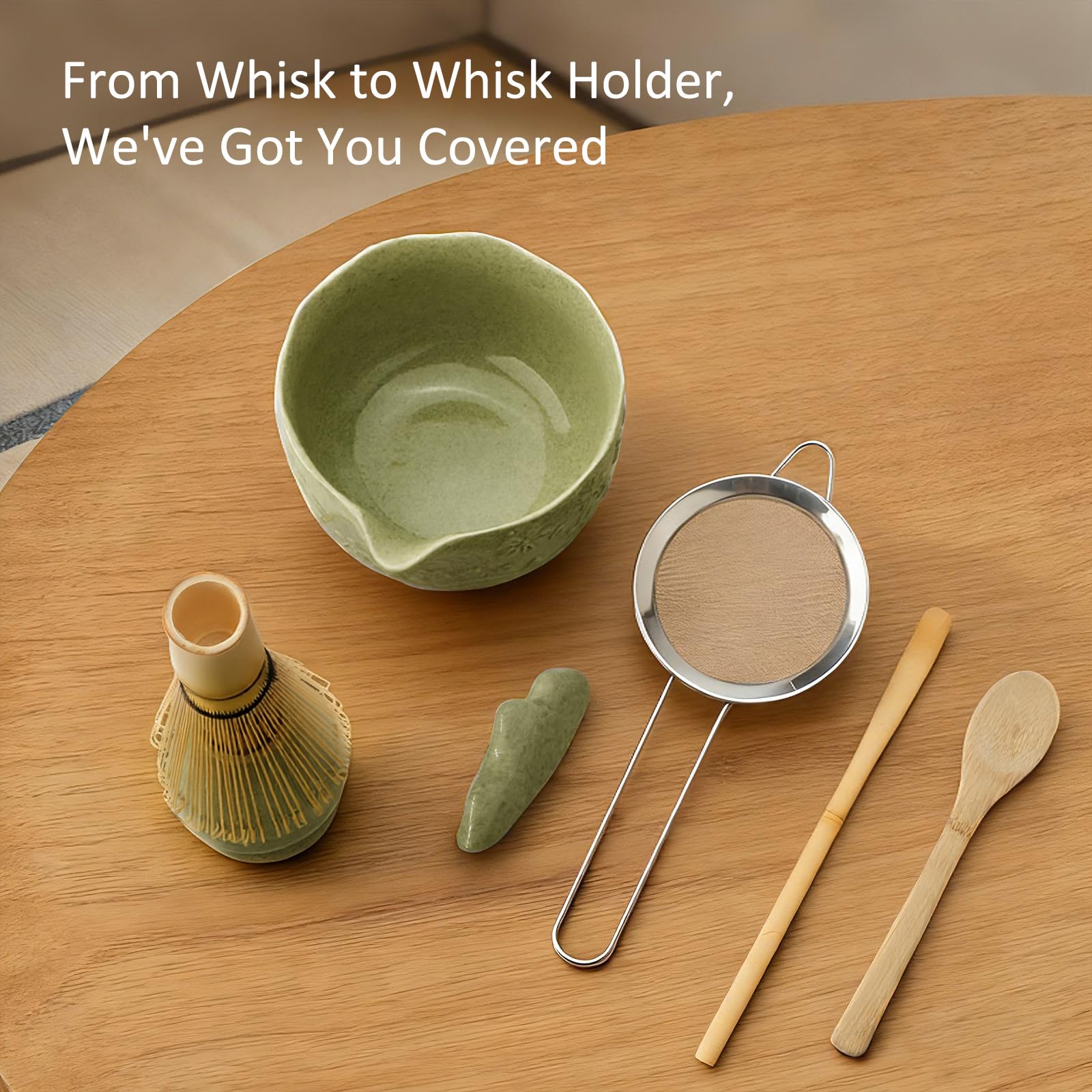 VENSEEN Matcha Whisk Set with Japanese Ceramic Bowl & Whisk, 8-Piece