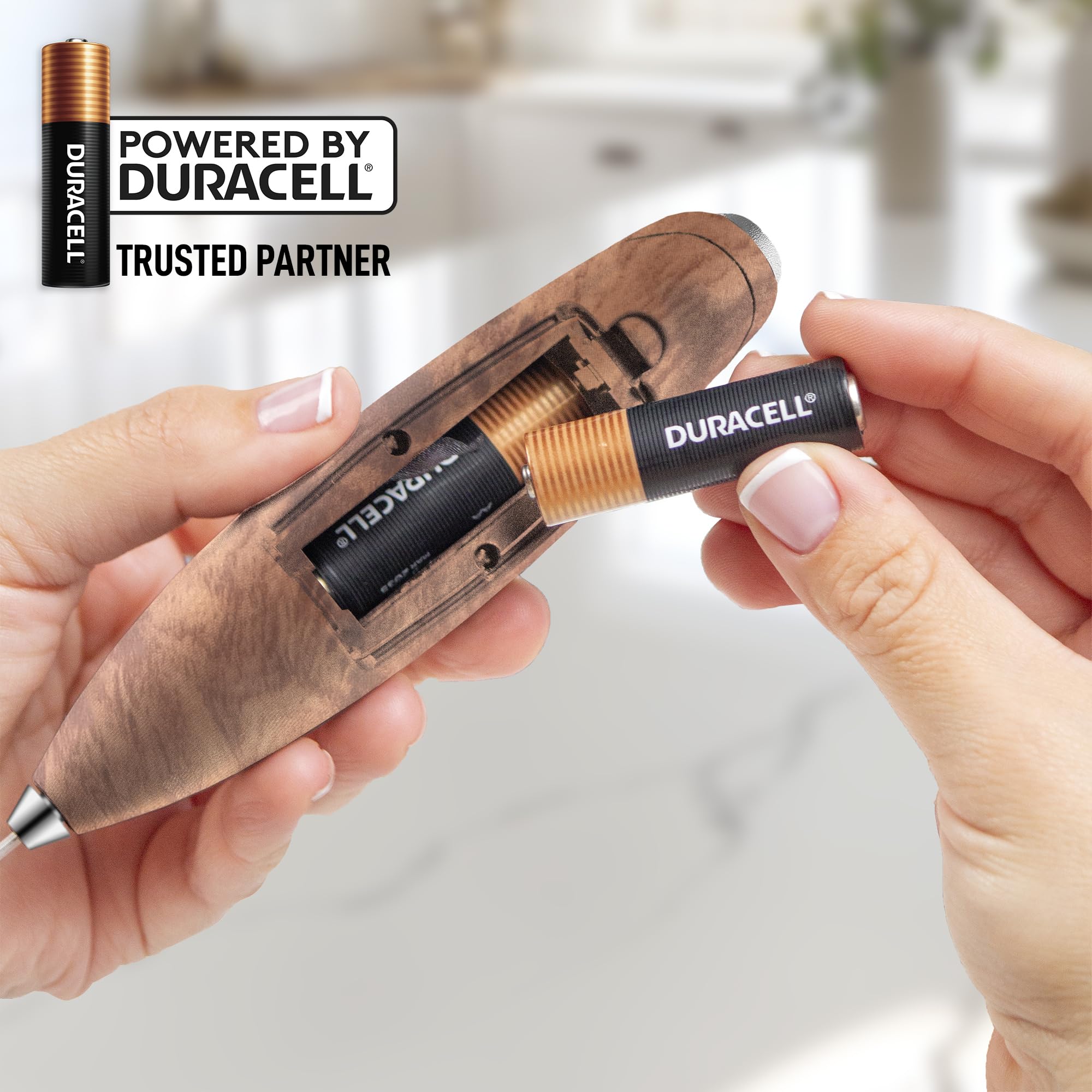 Zulay Kitchen Powerful Milk Frother Wand With Duracell Batteries - Ultra Fast Handheld Drink Mixer - Electric Whisk Foam Maker for Coffee, Lattes, Cappuccino & Matcha - Z1 Motor - Walnut