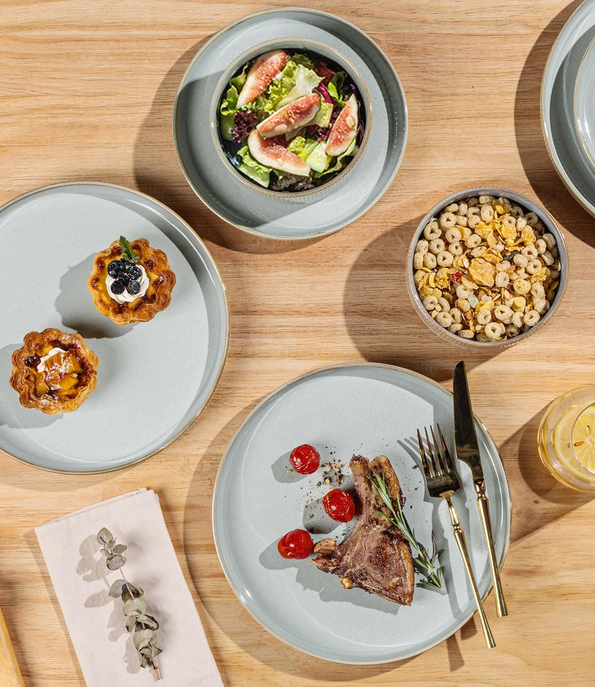 TheTerra Ceramic Dinnerware Sets for 8, 24 Pieces Plates and Bowls Set
