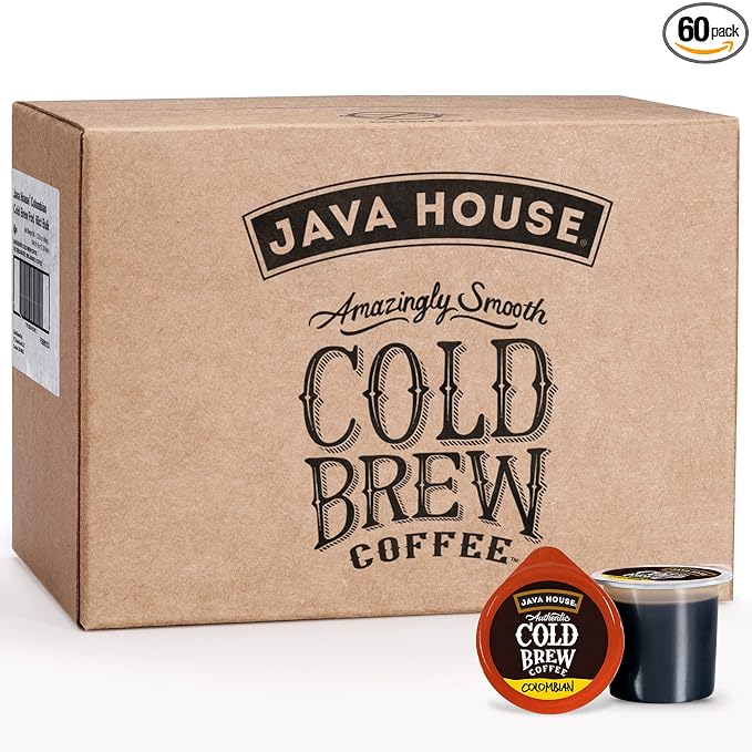 JAVA HOUSE Salted Caramel Latte Cold Brew Coffee Capsules, 1.35 Fluid Ounces (12 Count) Peel and Pour, TSA Approved, Travel Friendly Cold Brew, Hot or Iced