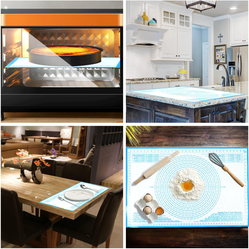 Silicone Pastry Mat 36x24 Inch Extra Large Baking Mat with Measurements, Nonstick Kitchen Counter Mats for Dough, Pastry, Dough Rolling, Kneading Board, Pie Crust, Fondant, Bread, Pasta, Pizza