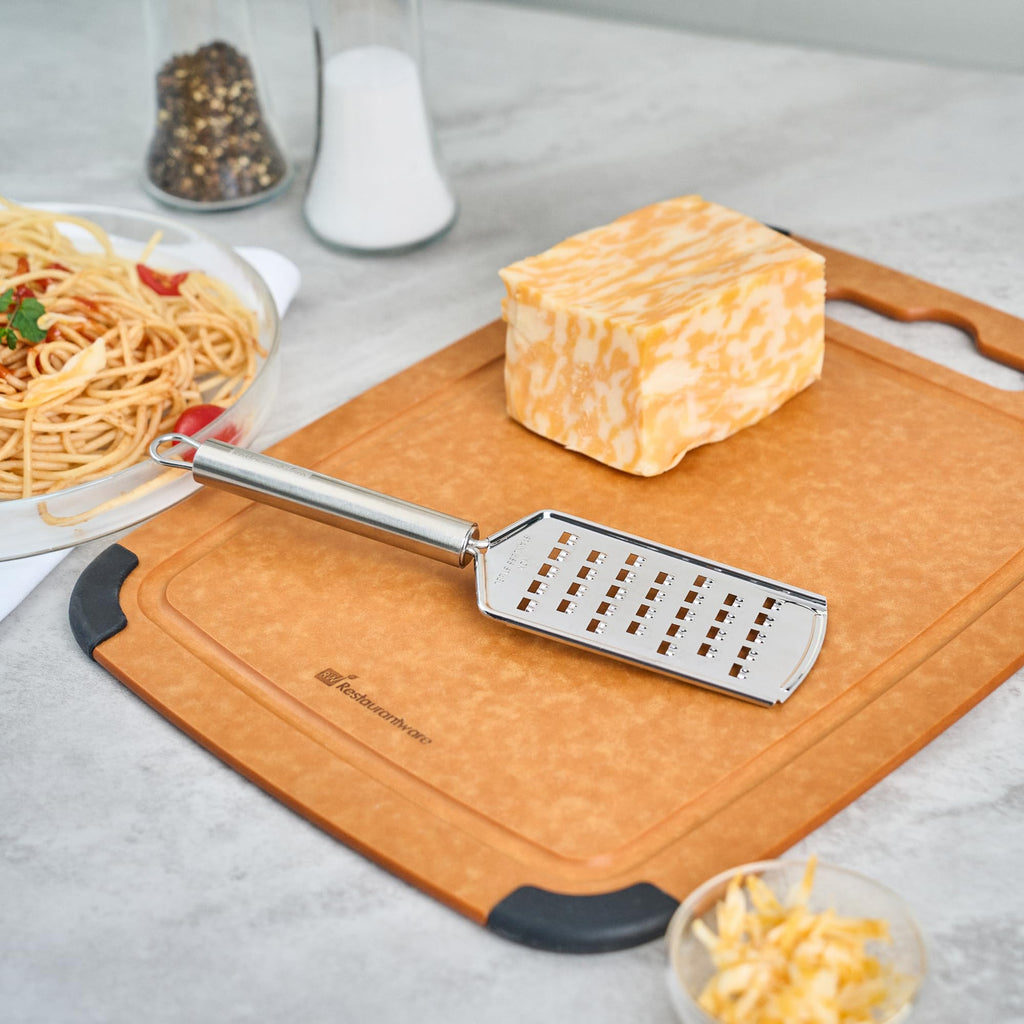 Restaurantware Stainless Steel Coarse Cheese Grater - German Standard Lemon Zester with Ergonomic Handle, Sharp Blades, Dishwasher Safe - Handheld Kitchen Grater for Parmesan, Garlic, Ginger