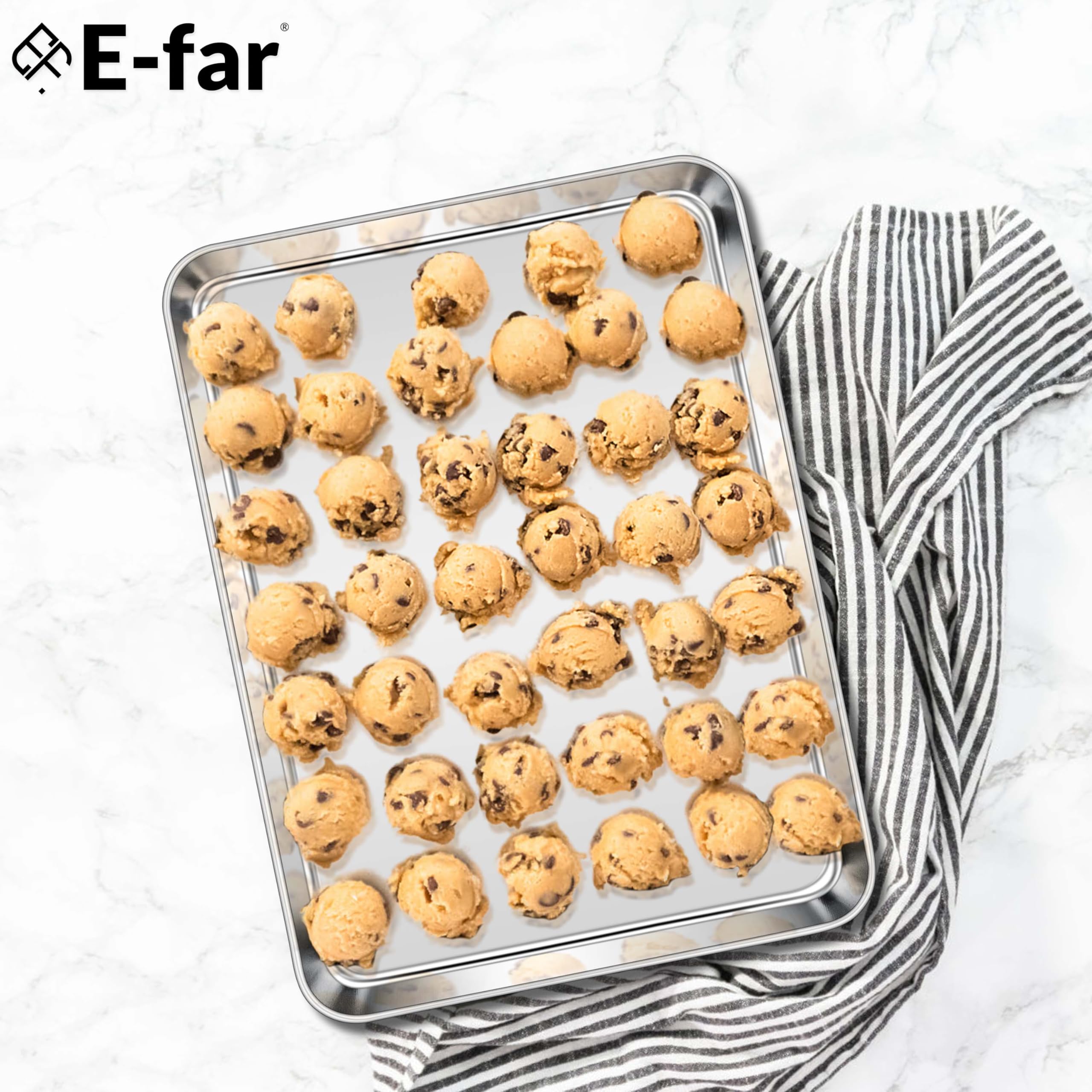 E-far Large Baking Sheet, 20"x14" Stainless Steel Cookie Sheet
