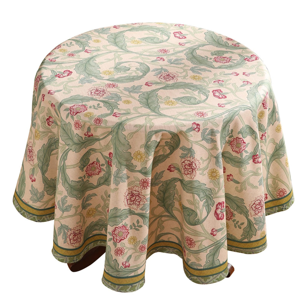patdrea Vintage French Linen Tablecloth,Round,Diameter 55"-Wensel