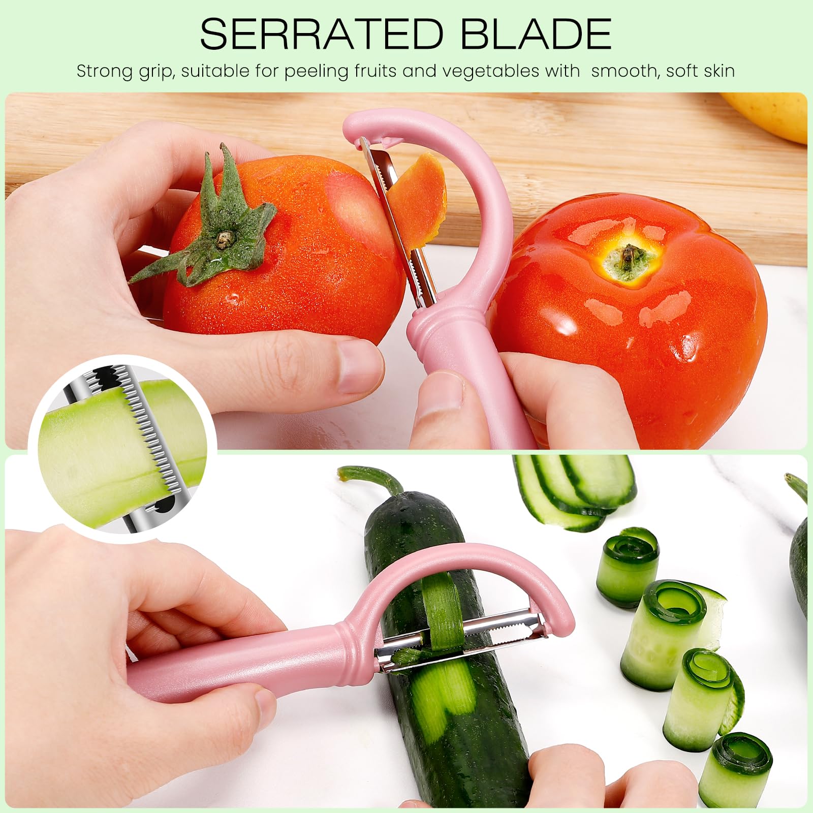 Senbowe Upgrade Potato Peeler for Kitchen, 6PCS Stainless Steel Vegetable Peeler, I and Y Veggie Food Peeler for Apple Fruit Carrot Zucchini Cucumber,Good Grip Makes Peeling Very Easy (Pink)
