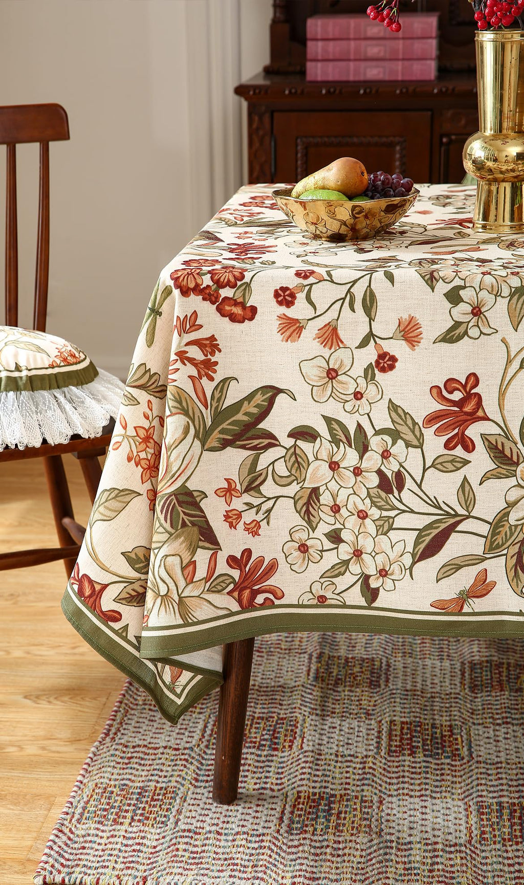 ISAENNE Designer Vintage Square Linen Small Tablecloth,55"x55"-Grace A