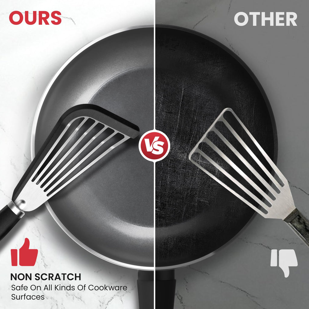 Fish Spatula Set of 2, 600ºF Heat Resistant Fish Spatula Silicone