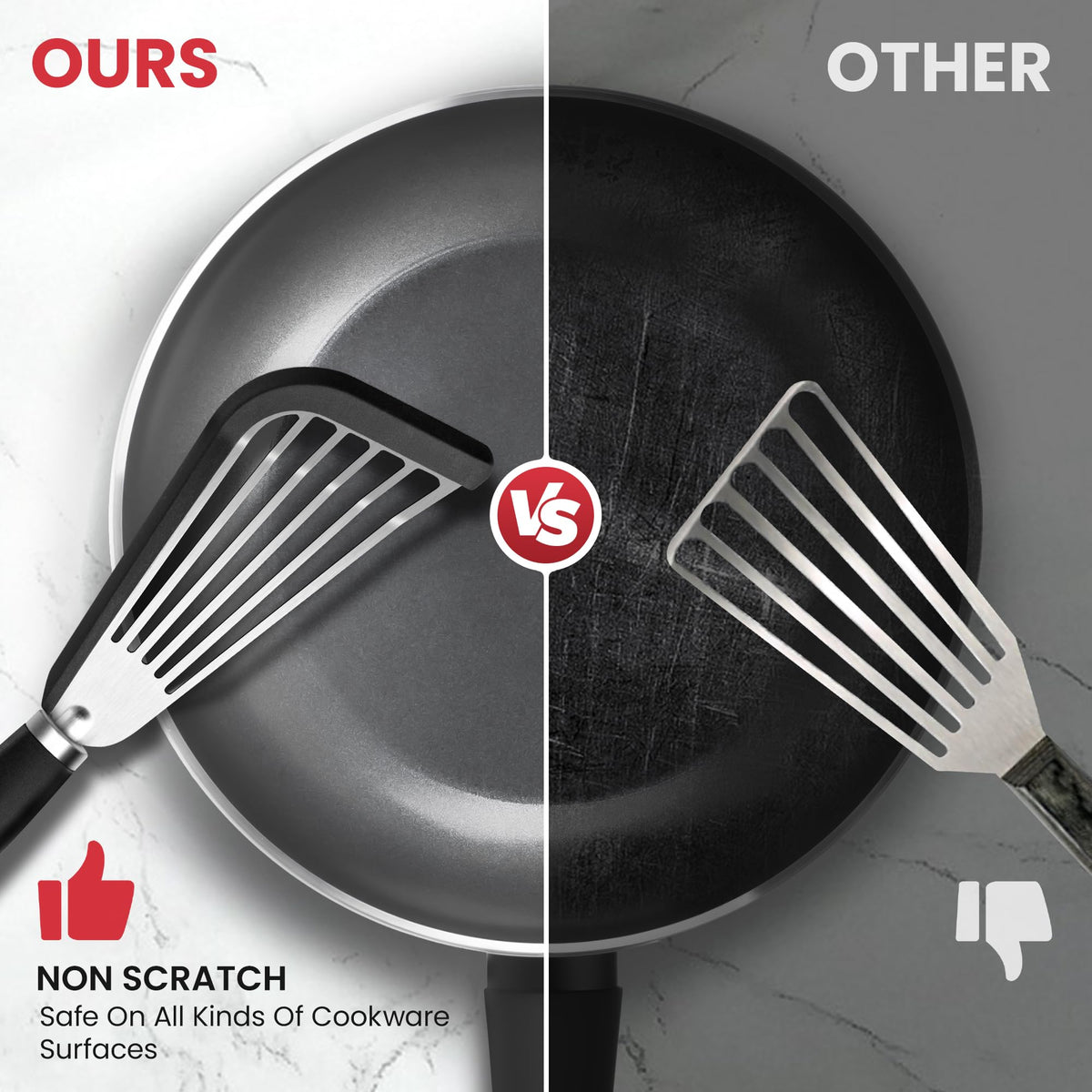 Fish Spatula Set of 2, 600ºF Heat Resistant Fish Spatula Silicone