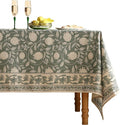 ISAENNE Designer Grayish Green Linen Rectangular Tablecloth,Floral Stain Resistant Table Cloth,Fall Vintage Decor Tablecloths for Dining Thanksgiving Kitchen Party,55"*79"-Andrew A