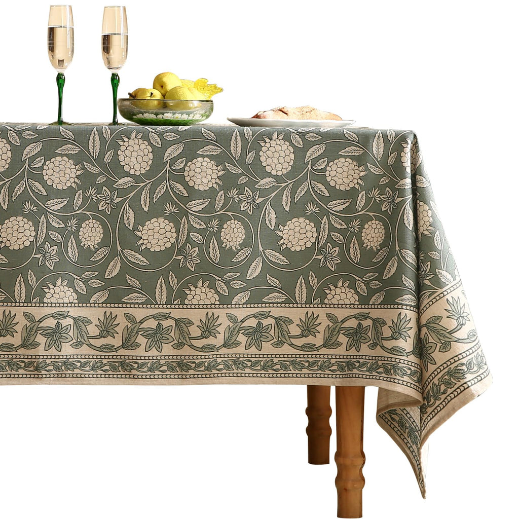 ISAENNE Designer Vintage Linen Rectangular Tablecloth,79"x55"-Carol G