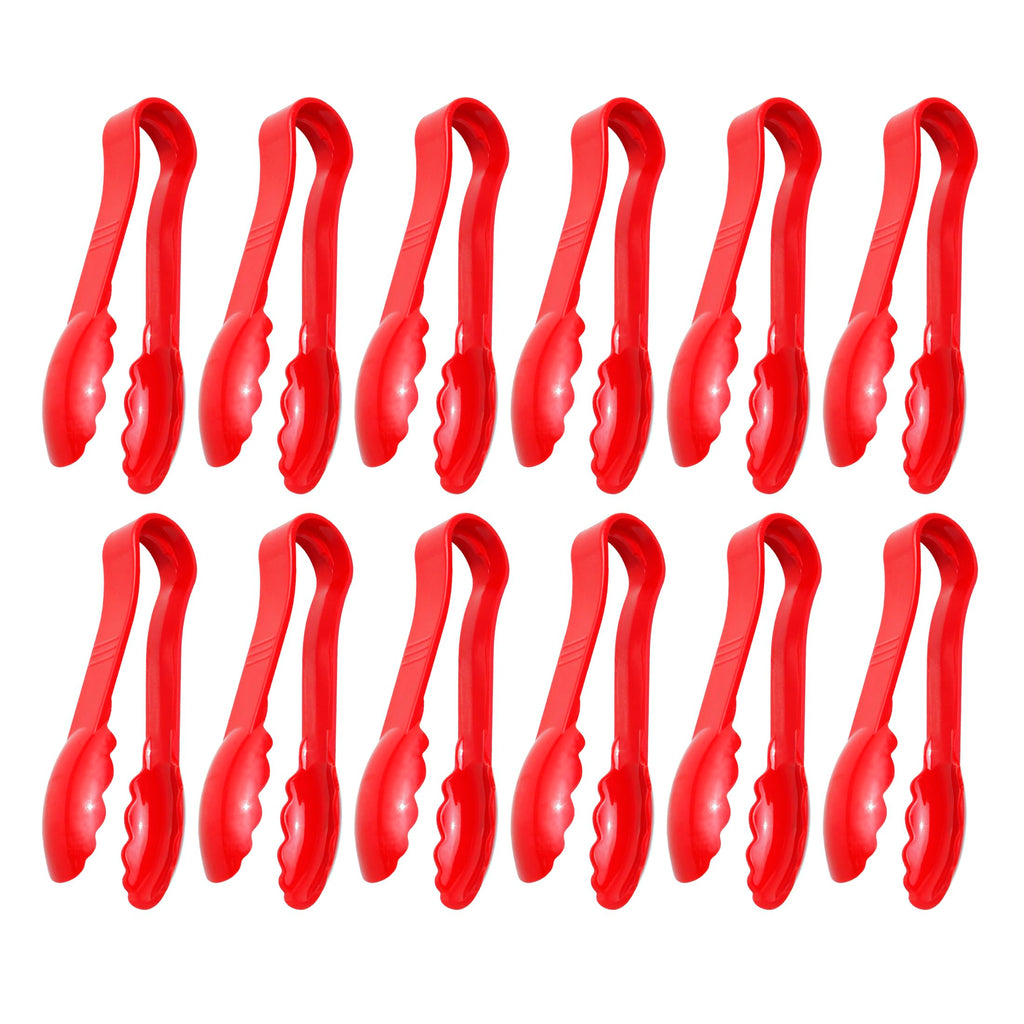 New Star Foodservice Utility Tong, High Heat Plastic, Scalloped, Set of 12 (6-Inch, Clear)