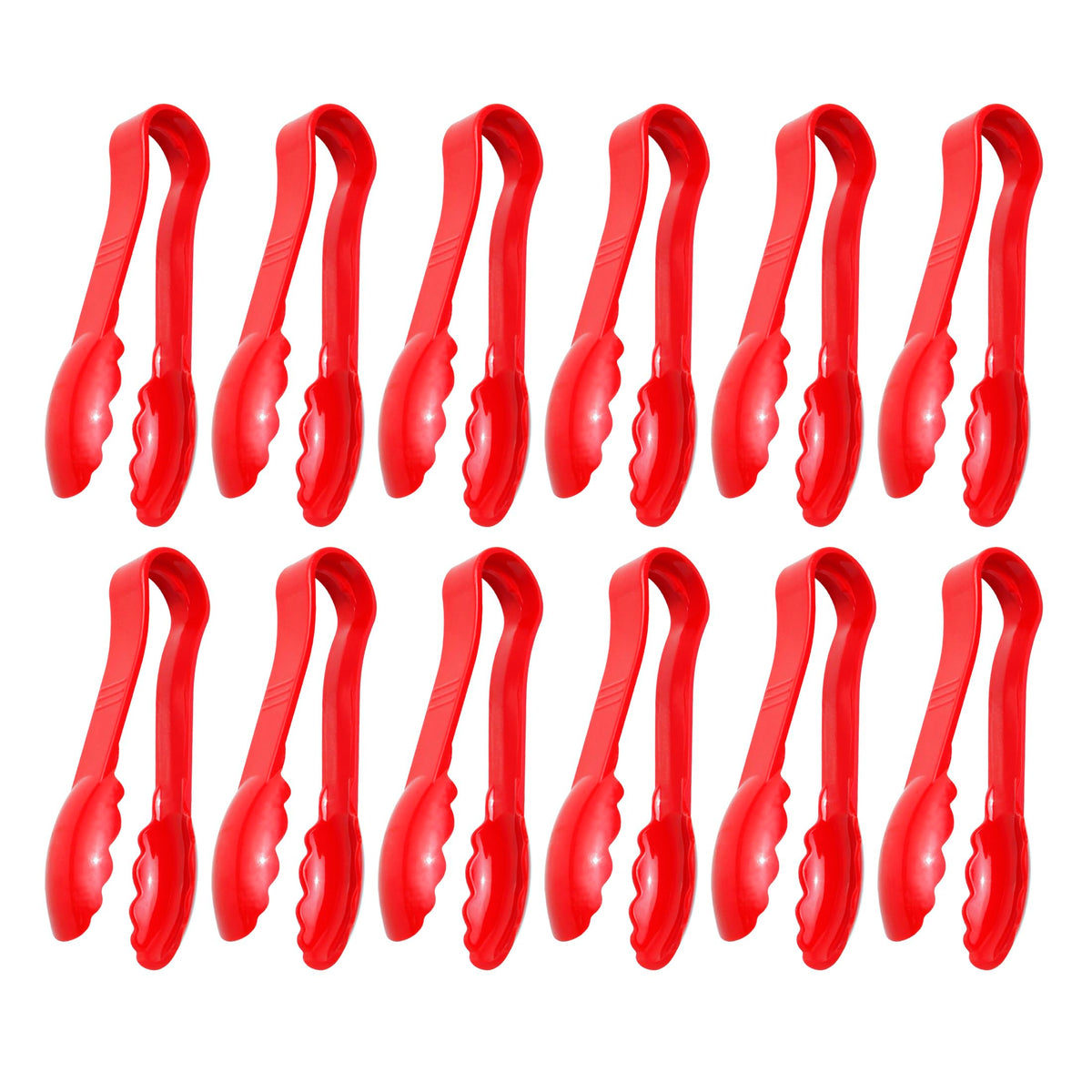 New Star Foodservice Utility Tong, High Heat Plastic, Scalloped, Set of 12 (6-Inch, Clear)
