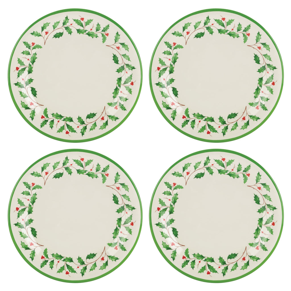 Lenox 863669 Holiday 4-Piece Melamine Dinner Plate Set, Christmas Dinnerware, Hosting