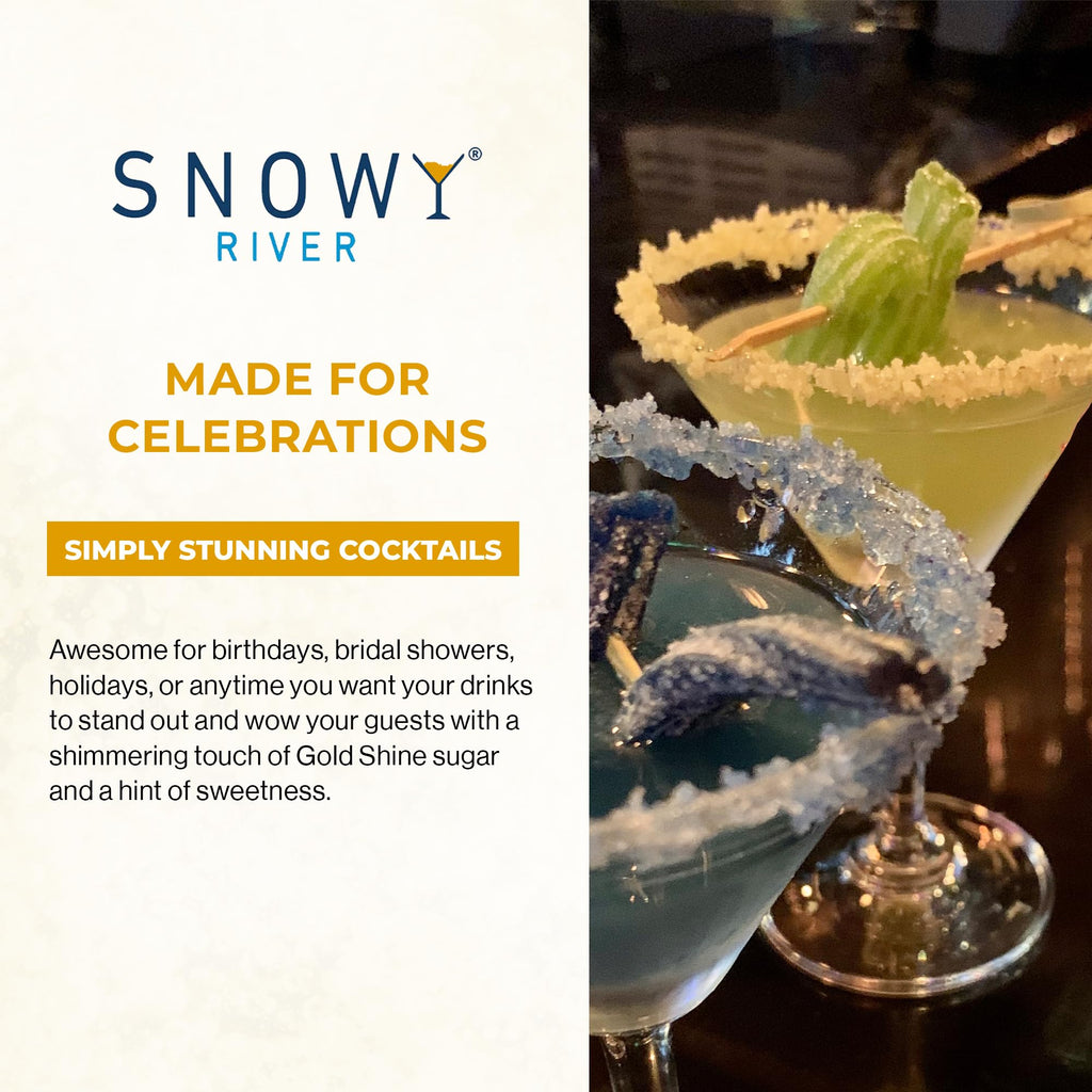 Snowy River Natural Cocktail Sugar Rimmer - Kosher Certified Naturally Colored Beverage Rimming Sugar for Cocktails, Margaritas, Drinks (Gold Shine, 4 Ounce)