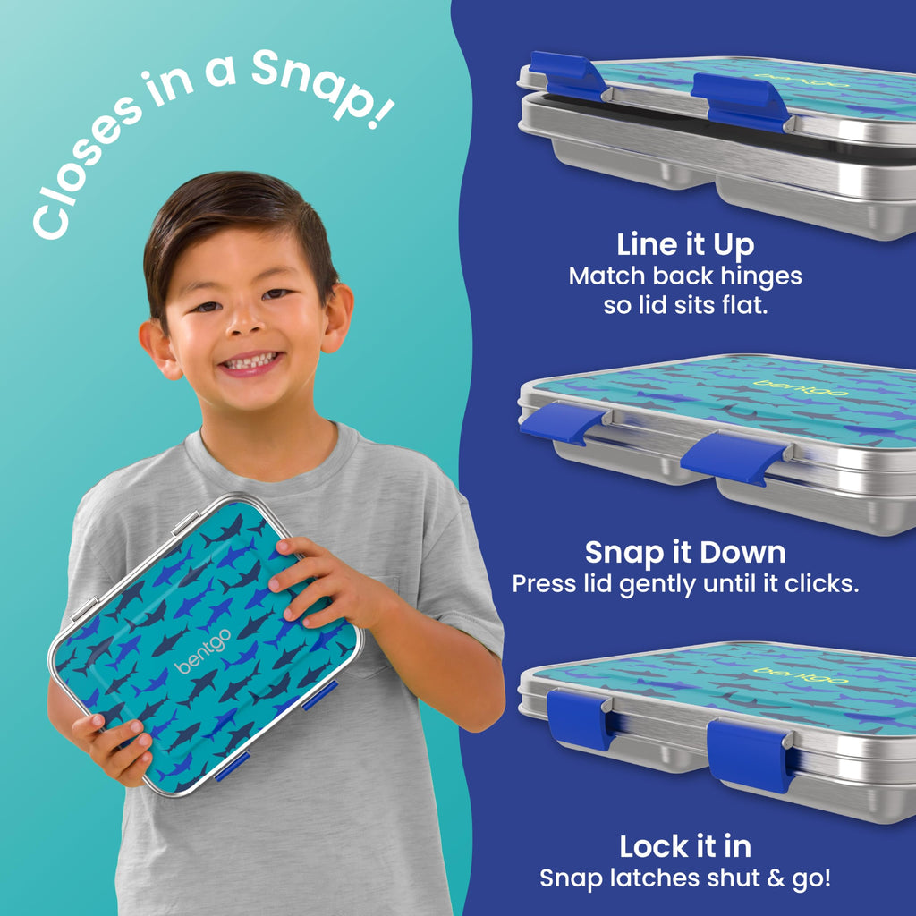 Bentgo Kids Prints Stainless Steel Leak-Resistant 3-Compartment Lunch Box