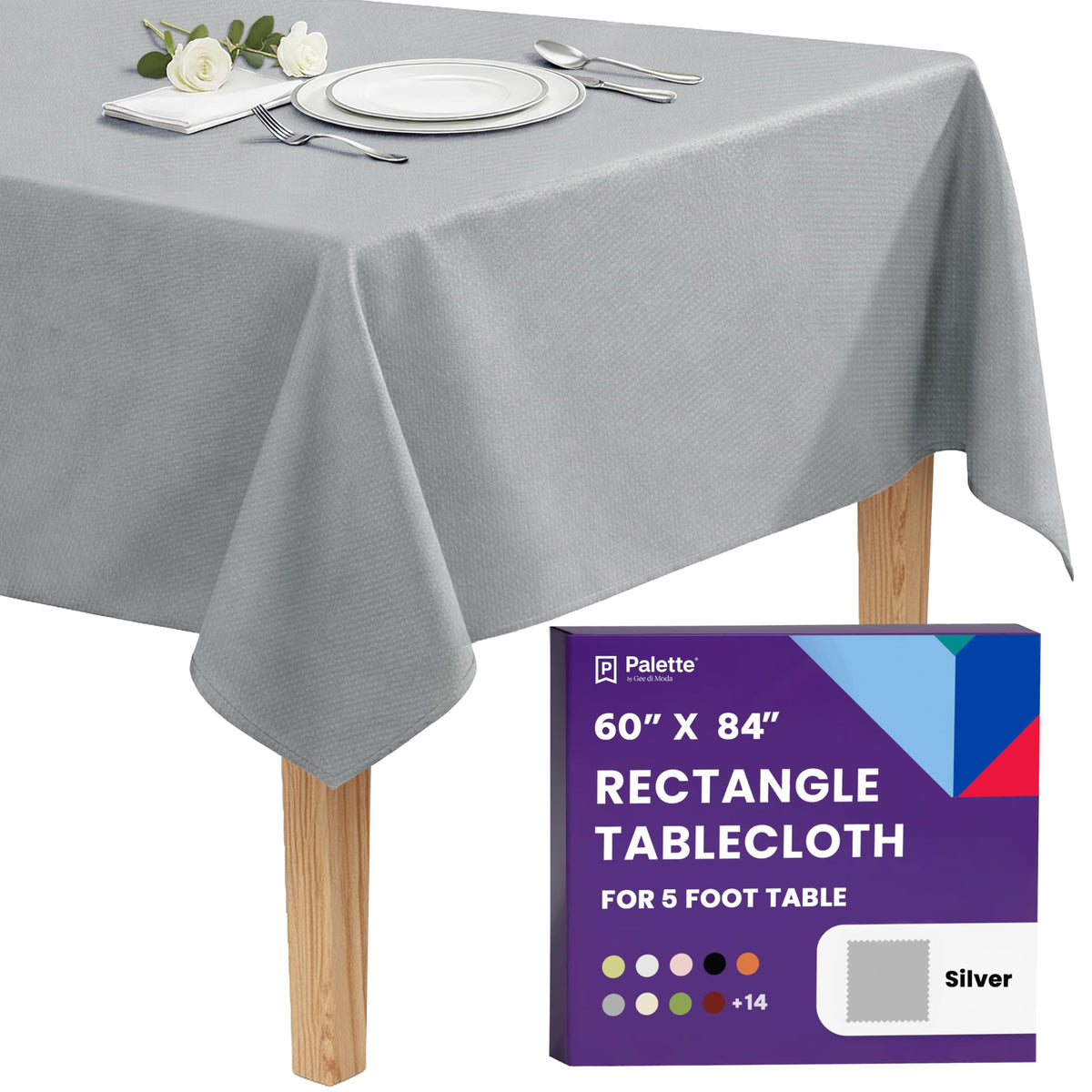 Gee Di Moda Rectangle Tablecloth - 60 x 84 Inch Lavender Table Cloth for 5 Foot Rectangle Tables - Heavy Duty Washable Fabric - for Holiday Party, Dinner, Weddings, Baby Shower & Events