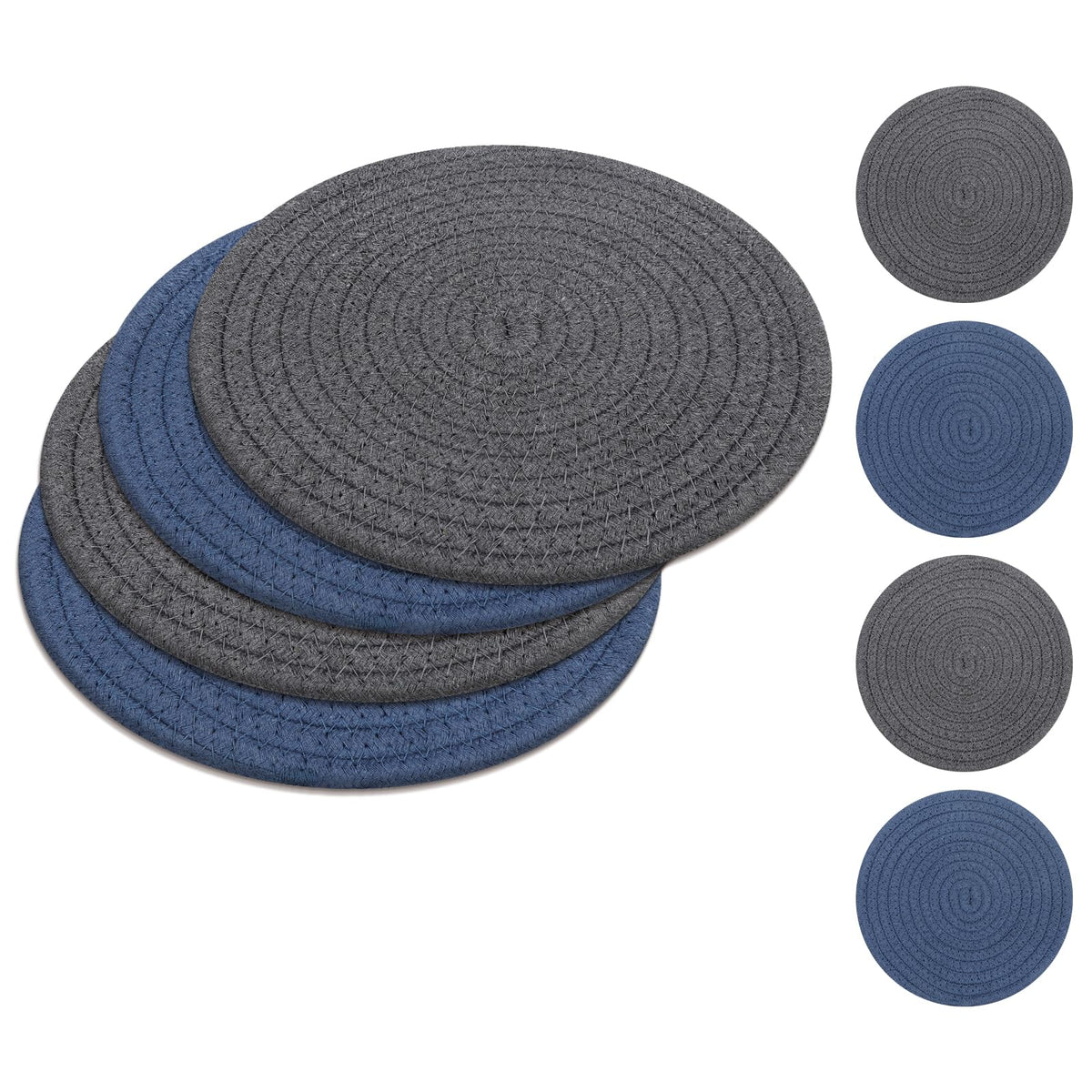 SHACOS 8 Inches Trivets for Hot Dishes, 4 Pieces Cotton Trivets Mats