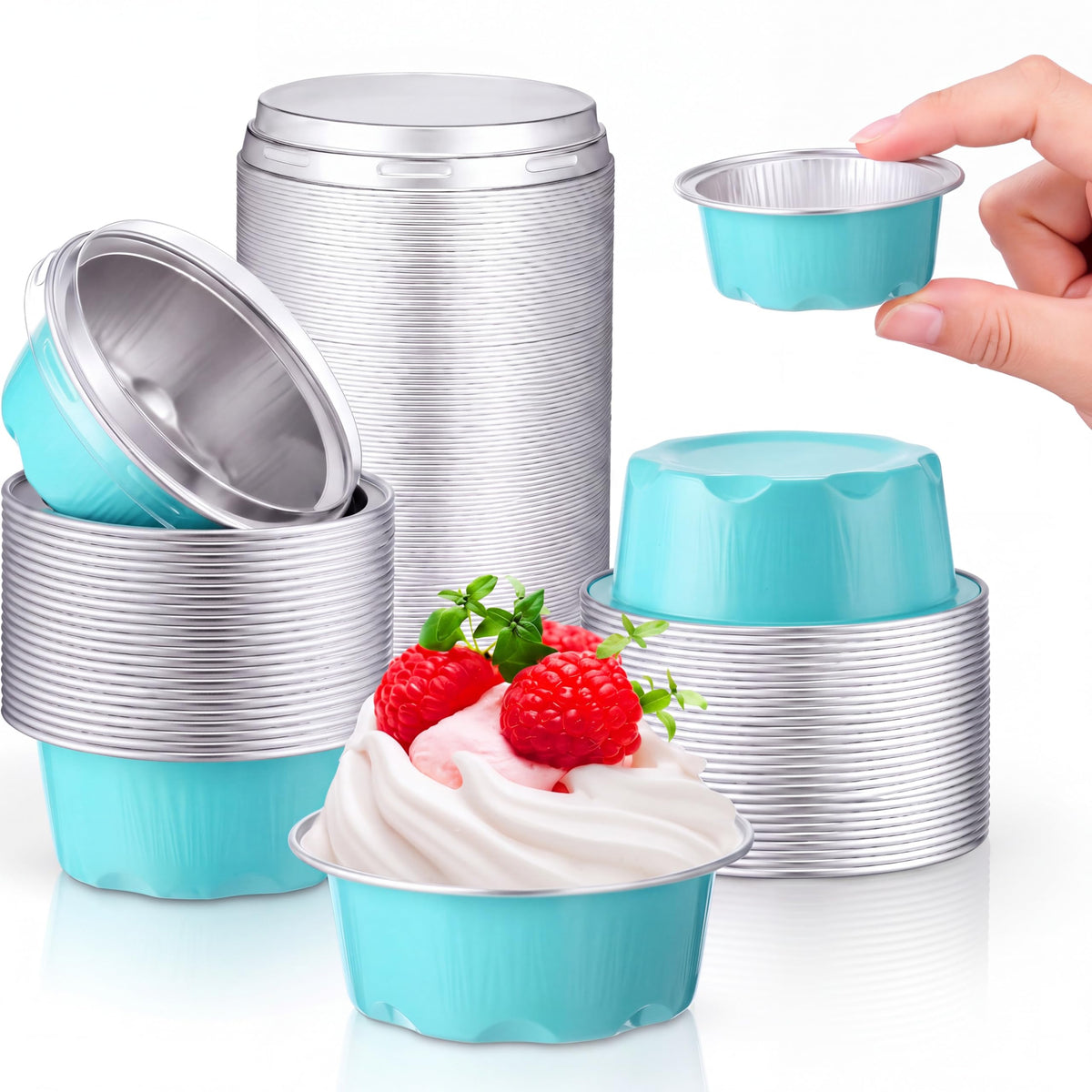 Eaasty 150 Pcs 1.6 oz Mini Aluminum Foil Baking Cups with Lids, Gold