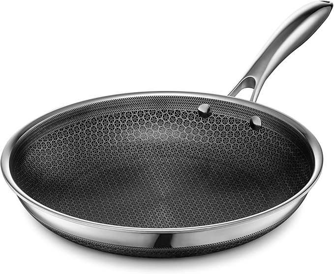 HexClad 10" Hybrid Nonstick Frying Pan with Lid, Dishwasher & Oven Safe