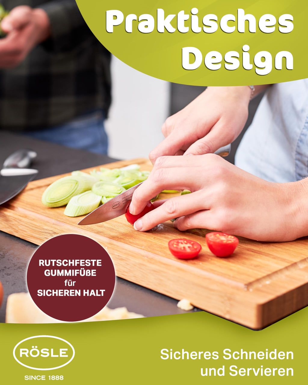 Rsle Basics Line Bamboo Cutting Board with Drip Channel, 15in x 10in