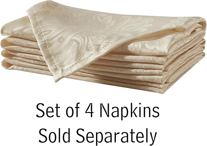 Newbridge Barcelona Luxury Damask Fabric Tablecloth, 60” Wide x 102” Rectangle, Golden Beige, 100% Polyester, No Iron, Soil Resistant Dining Room, Party and Banquet Table Cover