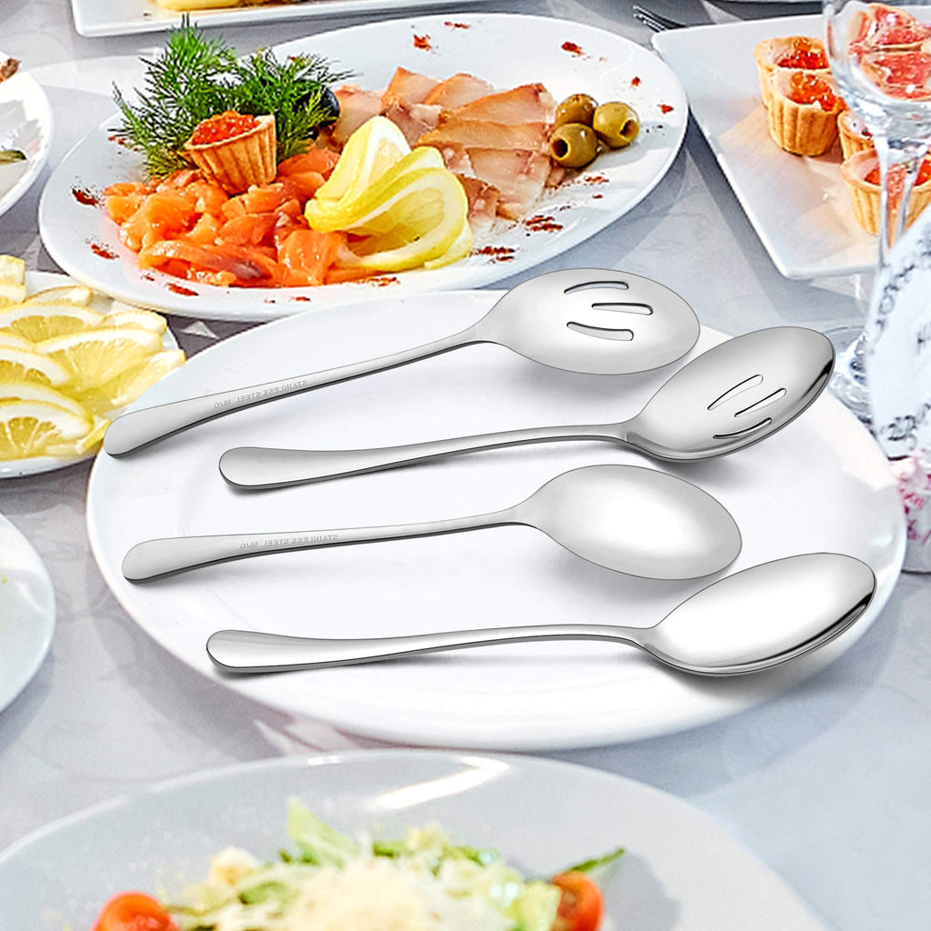 LIANYU 12 PCS Large Serving Utensils Set, 9.8 Inch Slotted Spoons and Forks