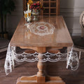Artbloss Clear Table Cover Protector Plastic Vinyl Table Cloth with White Lace Pattern Oil Spill Proof Plastic Tablecloths for Dining Tables Parties Holidays (French Lace, 60 x 84 Inches)