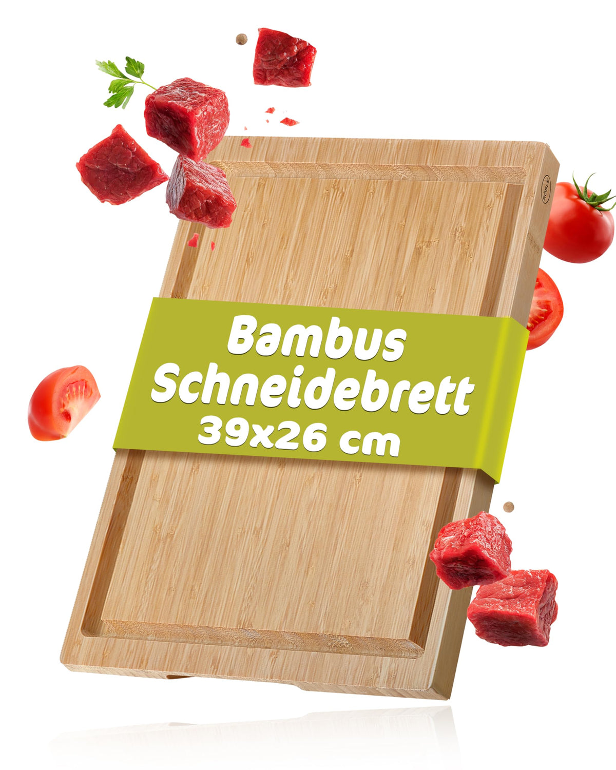 Rsle Basics Line Bamboo Cutting Board with Drip Channel, 15in x 10in
