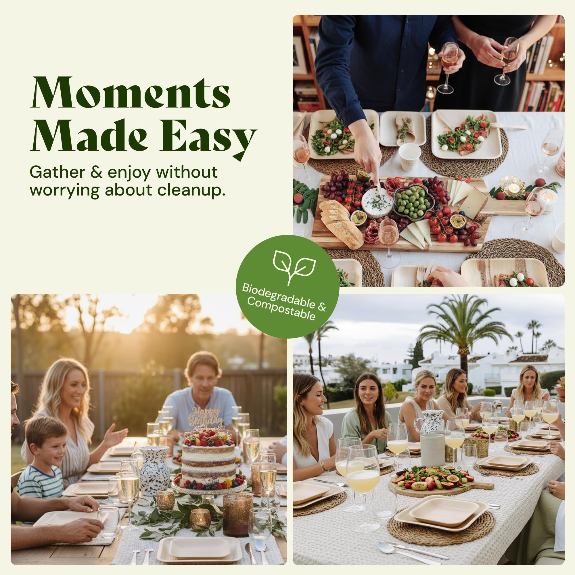 Chic Leaf Palm Leaf Plates - 10 in Square, 20 Pack, Compostable
