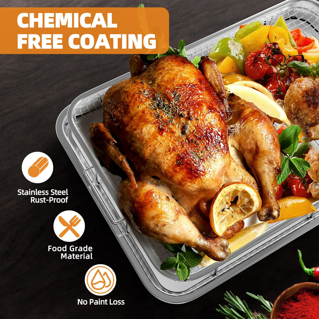 Air Fryer Basket for Oven, Extra Large Oven Air Fryer Basket and Tray Set