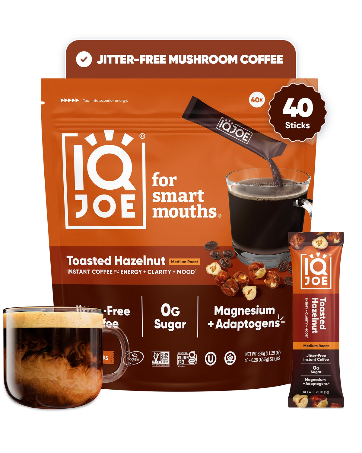 IQJOE Instant Mushroom Coffee Packets, Variety Pack, 16 Stick Packs