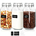 Flrolove 32oz Set of 4 Glass Kitchen Storage Canister Mason Jars with Lids