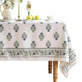 ISAENNE Designer French Linen Rectangular Tablecloth,71"x55"-Mosella F