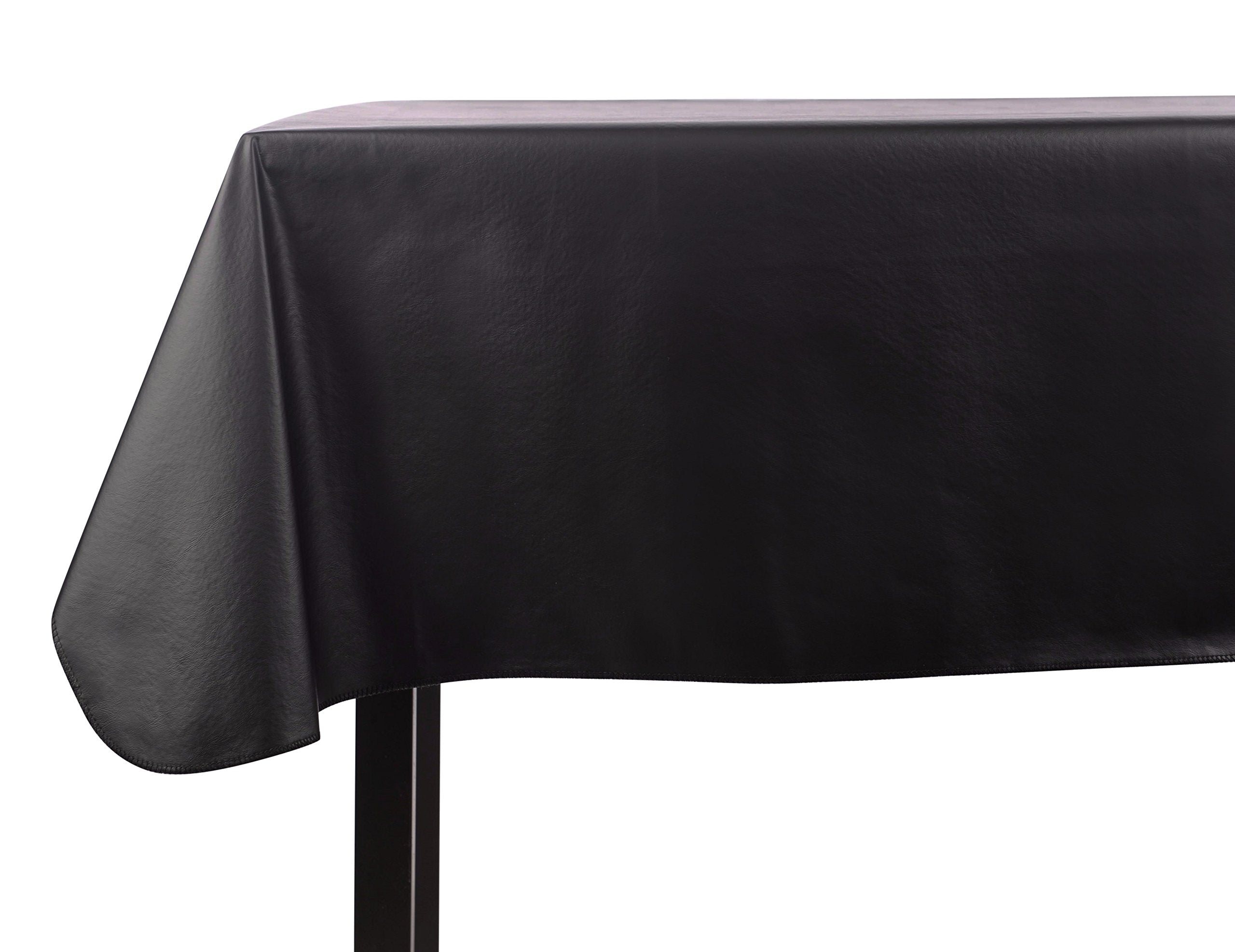 Yourtablecloth Heavy Duty Vinyl Rectangle or Square Tablecloth – 6 Gauge Heavy Duty Tablecloth – Flannel Backed – Wipeable Tablecloth with Vivid Colors & Many Sizes 52 x 70 Black